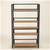 NONE Scaffale Libreria in Acciaio e Legno 5 Ripiani 100x40x240 cm, Struttura in Acciaio al Carbonio con Mensole in Legno Naturale, Piedini Regolabili, Scaffalatura Multiuso per Soggiorno Studio Garage