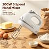 NONE Frullatore Elettrico Portatile 200W, 5 Velocità, Funzione Turbo, Fruste in Acciaio Inox, Ganci per Impastare, Mixer Portatile per Montare la Panna, Impastare Torte, Cucina e Pasticceria Domestica