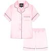 CityComfort Pigiama Bambina Corto Pigiami Estivi Ragazza Set Pigiami Raso 2 Pezzi Camicia con Bottoni Abbigliamento da Casa Traspirante Idea Regalo