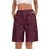 Generico Pantaloni da Lavoro Donna Multitasche Bermuda Estivi Cargo Pantaloncini Vita Elastica Leggeri Shorts Escursionismo Casual Esterno Pantaloni Corti per Viaggi Escursioni con 4 Tasche