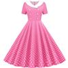 YOSUWOAI Abito da donna a maniche corte, stile rockabilly, stile vintage anni '50, a pois, elegante, con scollo a V, abito da coctail, elasticizzato, anni '50