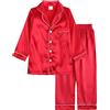 Verve Jelly Pigiama in raso di seta per bambina da bambino, set a maniche lunghe, camicia abbottonata, top, pantaloni, pigiama da notte in 2 pezzi per bambini