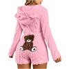 Generic Pagliaccetto da donna soffice orsacchiotto con cappuccio tutina a maniche lunghe tutina gonne loungewear per donna inverno autunno accogliente caldo pile pigiami da donna carino morbido comodo salotto