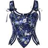 Scarlet Darkness - Bustino da donna, stile rinascimentale, floreale, con lacci, con cerniera