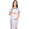 MijaCulture Camicia da Notte 3 in1 Cotone Premaman/Allattamento/per Parto Ospedale 4123