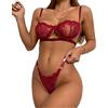 VicSec Completo Intimo Donna Sexy Lingerie Pizzo Babydoll Reggiseno e Perizoma Trasparente Hot Indumenti da Notte Bikini 2 Pezzi