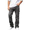 Generico Flare Jeans Uomo Straight Slim Fit Schizzi di Vernice Vintage Pantaloni in Denim Bootcut Rilassati Dritti Streetwear Y2K