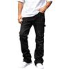 Generico Flare Jeans Uomo Straight Slim Fit Schizzi di Vernice Vintage Pantaloni in Denim Bootcut Rilassati Dritti Streetwear Y2K