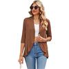 Famulily Cardigan estivo da donna con maniche a 3/4, leggero drappeggiato scialle sciolto camicetta casual cardigan con volant aperto sul davanti