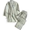 Maya Star Kimono in stile giapponese, pigiama confortevole, traspirante, in garza di cotone, per camicia da notte, con gusto, vapore, comodo da indossare per la casa, taglia L per gli uomini (bambù verde)