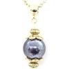 ThurColas Collana artigianale con pendente in vetro smaltato e perlato viola e ottone dorato, stile vintage, fabbricazione francese