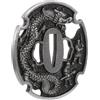 CORHAD Tsuba Giapponese in Metallo, Ricambio per Samurai, Dragon | Incisione Drago, Foro 2,6x0,7cm, Montaggio Stabile, per Riparazione e Allenamento