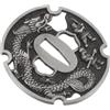 ULTECHNOVO Tsuba Giapponese di Ricambio in Metallo, Argento, Foro 2,6x0,7 CM | Incisione Drago, Uso Cerimoniale e Riparazione, Installazione Stabile, Migliora Stabilità e Presa