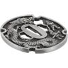 GRIRIW Tsuba di Ricambio per Wakizashi, Guardia Decorativa in Metallo | Incisione Drago, Foro 2,6x0,7cm, Finitura Argento, per Allenamento e Riparazione