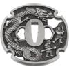 HOLIDYOYO Tsuba in Metallo Argento con Drago Inciso, Foro 2.6x0.7 CM | Allenamento ed Esposizioni Culturali, Installazione Stabile, Migliore Bilanciamento, Comfort nella Presa