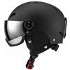 PETSOLA Casco Mezza Calotta Regolabile | Antiurto, Casco con Visiera, Antishock, per Pista, Adulti, Snowboarder, Nero, S