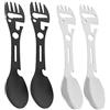 Asyduey 4 Pezzi 10 nel 1 Spork Multi-Funzionale Spork Cucchiaio Apriscatole Chiave Seghettata per Escursionismo All'Aperto nel Spalla