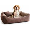4L Textil Molly Cuccia per Cani Velluto a coste Letto per cani Marrone Letto Cani Cuscino Cane taglia grande Divano (80x60 cm, Marrone scuro)