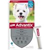Advantix spot-on antiparassitario per cani da 4kg a 10kg, 4 pipette da 1 ml. Elimina zecche, pulci, pidocchi e larve di pulce in casa. Protegge da zanzare, pappataci e dal rischio di Leishmaniosi