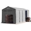 TOOLPORT Tendone deposito 5x10 m Tendone Industriale Tendostruttura con Altezza Laterale 3,6m Grigio telone in PVC 850 N Impermeabile utilizzo continuativo con Apertura con Cerniera