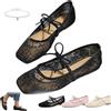 Generic Ballerine da donna ricamate in pizzo a rete, con fiocco e cinturino con nodo quadrato, in memory foam, morbide e comode, ricamate vintage