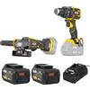 JCB JCB-18PKIT-4 - Set di attrezzi professionali a batteria da 18 V, per officina e costruzione metallica, trapano avvitatore 75 Nm + smerigliatrice angolare da 125 mm, senza spazzole, 2 x 5 Ah +