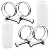 ZANPOON 4 fascette stringitubo a doppio filo con 2 connettori per tubo in linea per laghetto, regolabili in acciaio inox 304, adatto per uso domestico e industriale (40 mm)