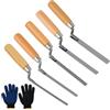 OSDUE Set di 5 Spatole per Giunti, 6 8 10 12 15mm per Mattoni e Mattoni | Paletta Set con Maniglia in Legno, Frattazzo, Frattazzo Liscio, Working Tools per Lisciare Intonaci, Colle, Gessi e Stucchi
