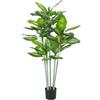 HOMCOM Pianta Calathea artificiale 150cm alta vaso cemento interno | 0