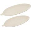 DRW Set di 2 centrotavola a Forma di Foglia in Ceramica, 2,2 x 29,5 x 10,5 cm
