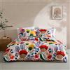 Marimekko - Set copripiumino per letto matrimoniale/matrimoniale, in percalle di cotone, reversibile, con federe abbinate, decorazione floreale per la casa (Ojakellukka multicolore,