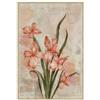 DRW Quadro su tela con fiori e cornice in legno naturale in bianco, verde e rosso, 60 x 90 x 3 cm