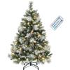 YITAHOME Albero di Natale artificiale Scotch Pine da 140 cm, con telecomando, albero pre-illuminato con coni, aghi e illuminazione a LED bianca calda/multicolore per soggiorno e ufficio