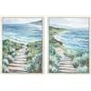 DRW Set di 2 Quadri su Tela con marini e Parte dipinte a Mano in Bianco, Blu e Verde, 1,9 x 24 x 34 cm