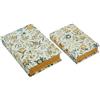 DRW Set di 2 scatole per Libri Decorate con Foglie e Fiori in Verde e Giallo, 6,5 x 30,2 x 20,5 cm