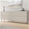Dmora Credenza Carvalhal 200x39x75h cm Beige 2 Ripiani Apertura a Ribalta, Madia 4 Ante