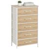Relaxdays Cassettiera, 94 x 45 x 30 cm, naturale/bianco | 5 cassetti in tessuto, metallo/MDF, ingresso/camera