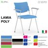 SEIPO LAMIA POLY LP0002G Sedia fissa quattro gambe in acciaio grigio seduta con braccioli e schienale in polipropilene SEIPO