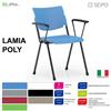 SEIPO LAMIA POLY LP0002N Sedia fissa quattro gambe in acciaio nero seduta con braccioli e schienale in polipropilene SEIPO