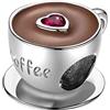 GNOCE Ciondolo a forma di caffè pomeridiano, in argento Sterling, adatto per braccialetto/collana per donne, ragazze, moglie, figlia, argento, caffè (Nein)
