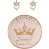 DISNEY PRINCESS Set regalo con orecchini a forma di cuore e vassoio portagioie SF00677L.PH, Misura unica, Ottone, Nessuna pietra preziosa