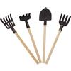 Uonlytech Set di Attrezzi da Giardinaggio in Legno e Ferro 4 Pezzi | Casa Piccola e Decorazione Giardino Fatato, Stile Rustico Antico, Colore Nero, per Bambini