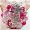 Fouriding Bouquet da Sposa di Lusso Nozza Fiori di Rosa Diamante Perlato Fiori Artificial Decor