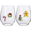 BICCHIERE W IL NATALE SOGGETTI NATALIZI ASSORTITI SET 2 PZ VETRO BOROSILICATO