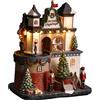 CASA C/ALBERO NATALE C/LED MUSICA E MOVIMENTO RESINA