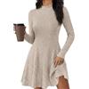 Saodimallsu Vestito in maglia da donna con mezza scollatura a costine | Abito autunnale a trapezio, lavorato a maglia, abito invernale, elegante