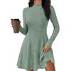 Saodimallsu Vestito in maglia da donna con mezza scollatura a costine | Abito autunnale a trapezio, lavorato a maglia, abito invernale, elegante