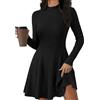Saodimallsu Vestito in maglia da donna con mezza scollatura a costine | Abito autunnale a trapezio, lavorato a maglia, abito invernale, elegante