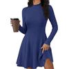 Saodimallsu Vestito in maglia da donna con mezza scollatura a costine | Abito autunnale a trapezio, lavorato a maglia, abito invernale, elegante