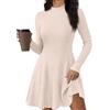 Saodimallsu Vestito in maglia da donna con mezza scollatura a costine | Abito autunnale a trapezio, lavorato a maglia, abito invernale, elegante